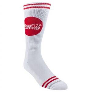 NEW PERRI’S SOCKS coca-cola logo crew socks in white multi